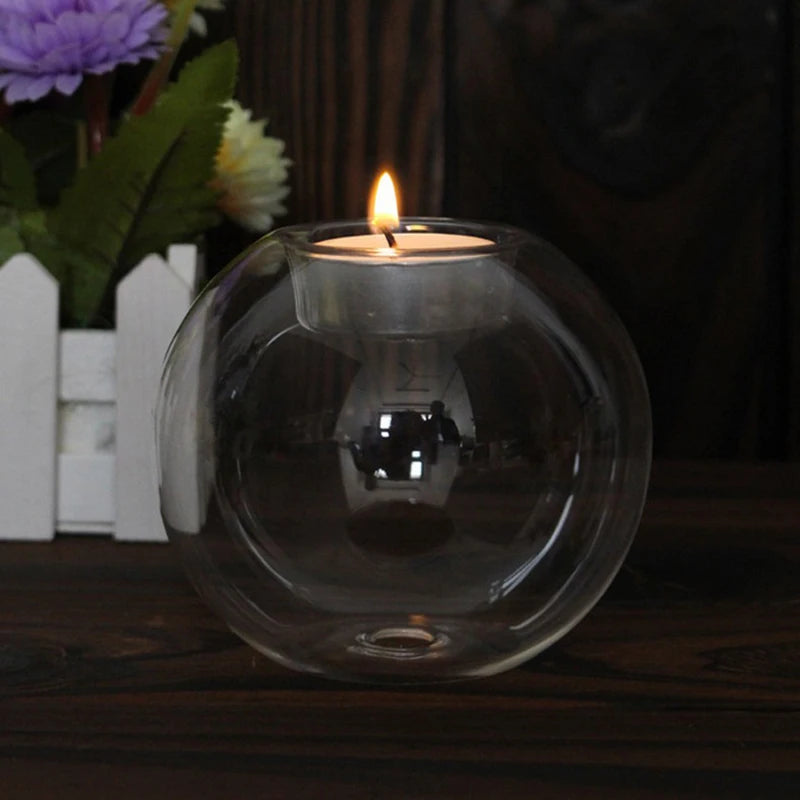 Clear Glass Tea Spot Candle Holder