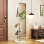 Rotating Full Length Mirror with Coat Rack Hooks and Shelves