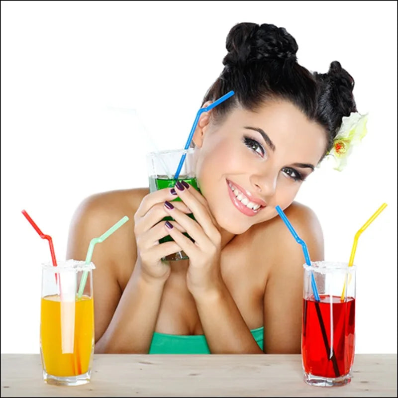 100-1000Pcs Drinking Straws Colorful & Black