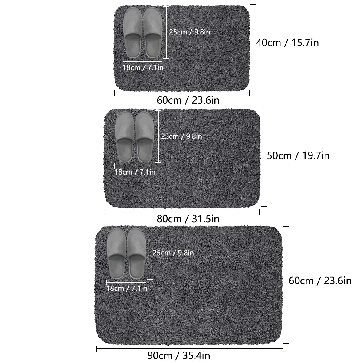 Long hair absorbent bathroom mat