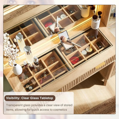 48" Modern Fluted Makeup Vanity Desk