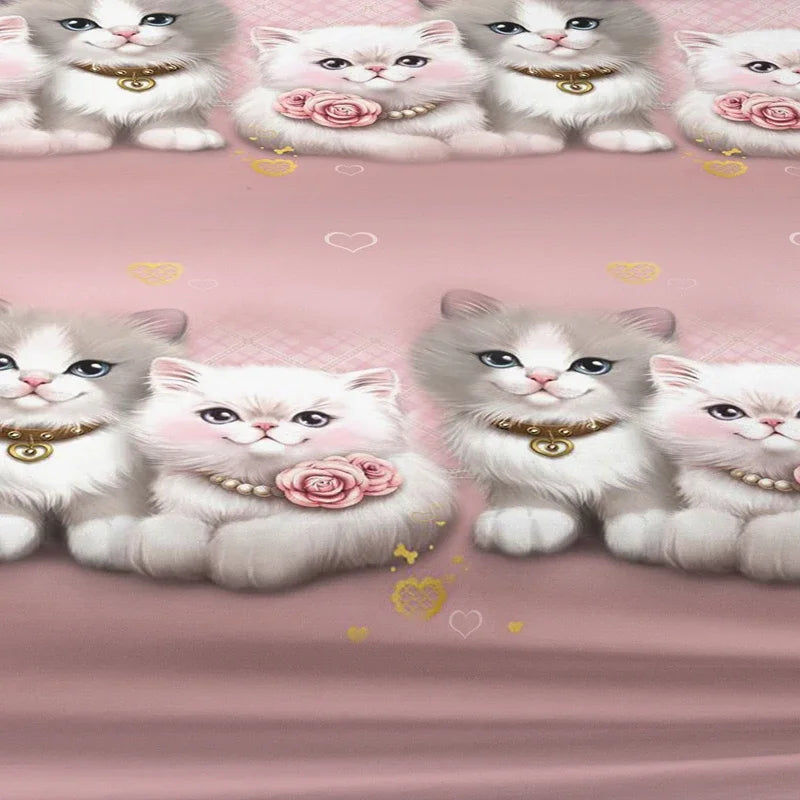 cute cat patterned frosted bedsheet