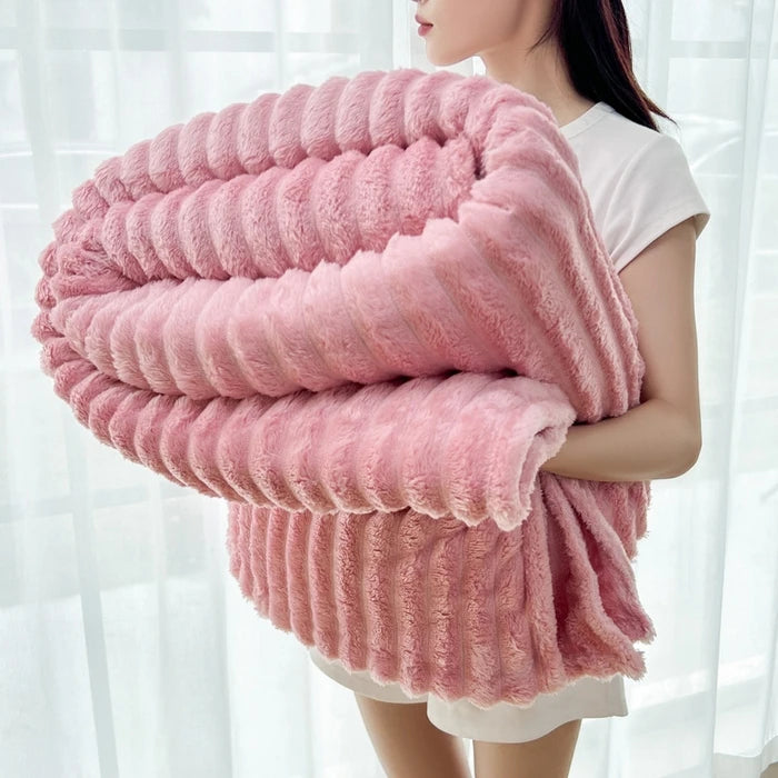 Solid  Colour Tutu Fleece Drawn Blanket Double-sided Flannel Multifunctional Leisure Blanket Office Lunch Break Blanket