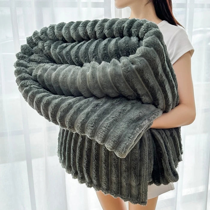 Solid  Colour Tutu Fleece Drawn Blanket Double-sided Flannel Multifunctional Leisure Blanket Office Lunch Break Blanket