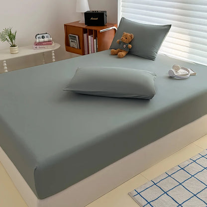 Solid Color Fit Sheet Single Double Queen Size Fitted Cover 90 120x200 150x200 180x200