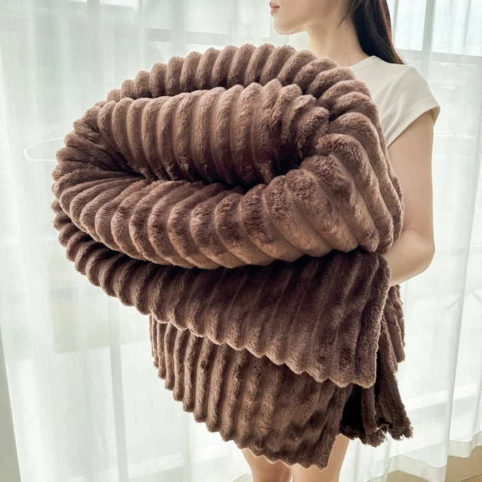 Solid  Colour Tutu Fleece Drawn Blanket Double-sided Flannel Multifunctional Leisure Blanket Office Lunch Break Blanket