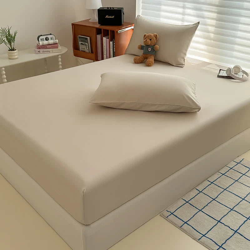 Solid Color Fit Sheet Single Double Queen Size Fitted Cover 90 120x200 150x200 180x200