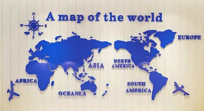 Mirror World Map Acrylic 3D Wall Stickers