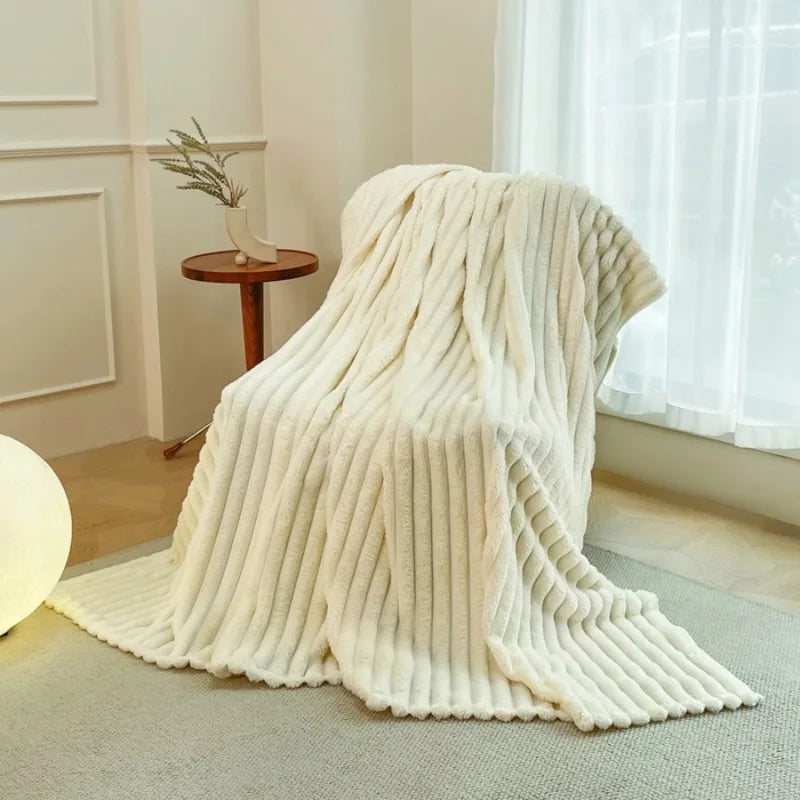 Solid  Colour Tutu Fleece Drawn Blanket Double-sided Flannel Multifunctional Leisure Blanket Office Lunch Break Blanket