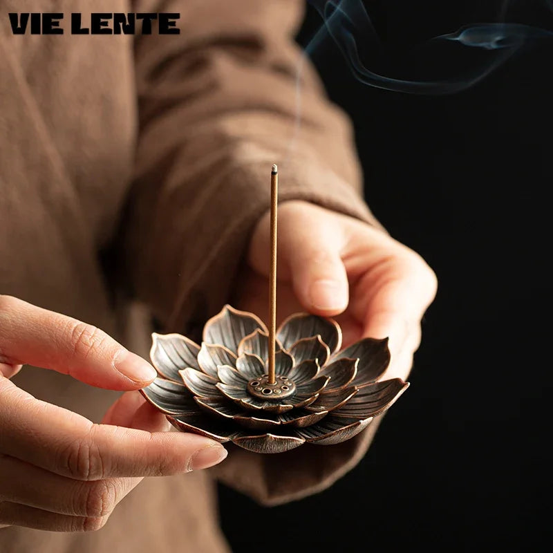 Incense Stick Holder Alloy Lotus Line Incense Burner