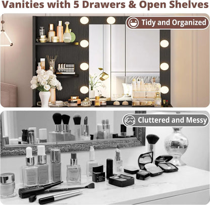 Small Makeup Vanity Table with 5 Drawers