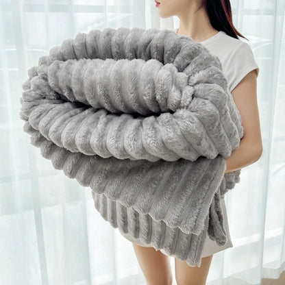 Solid  Colour Tutu Fleece Drawn Blanket Double-sided Flannel Multifunctional Leisure Blanket Office Lunch Break Blanket