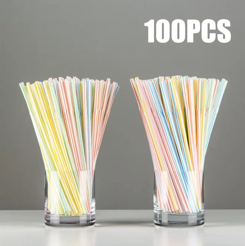 100-1000Pcs Drinking Straws Colorful & Black