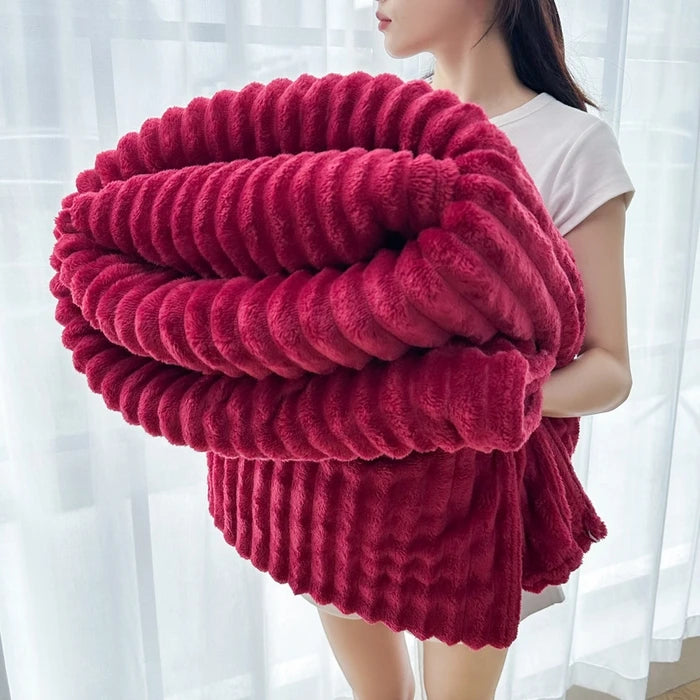 Solid  Colour Tutu Fleece Drawn Blanket Double-sided Flannel Multifunctional Leisure Blanket Office Lunch Break Blanket