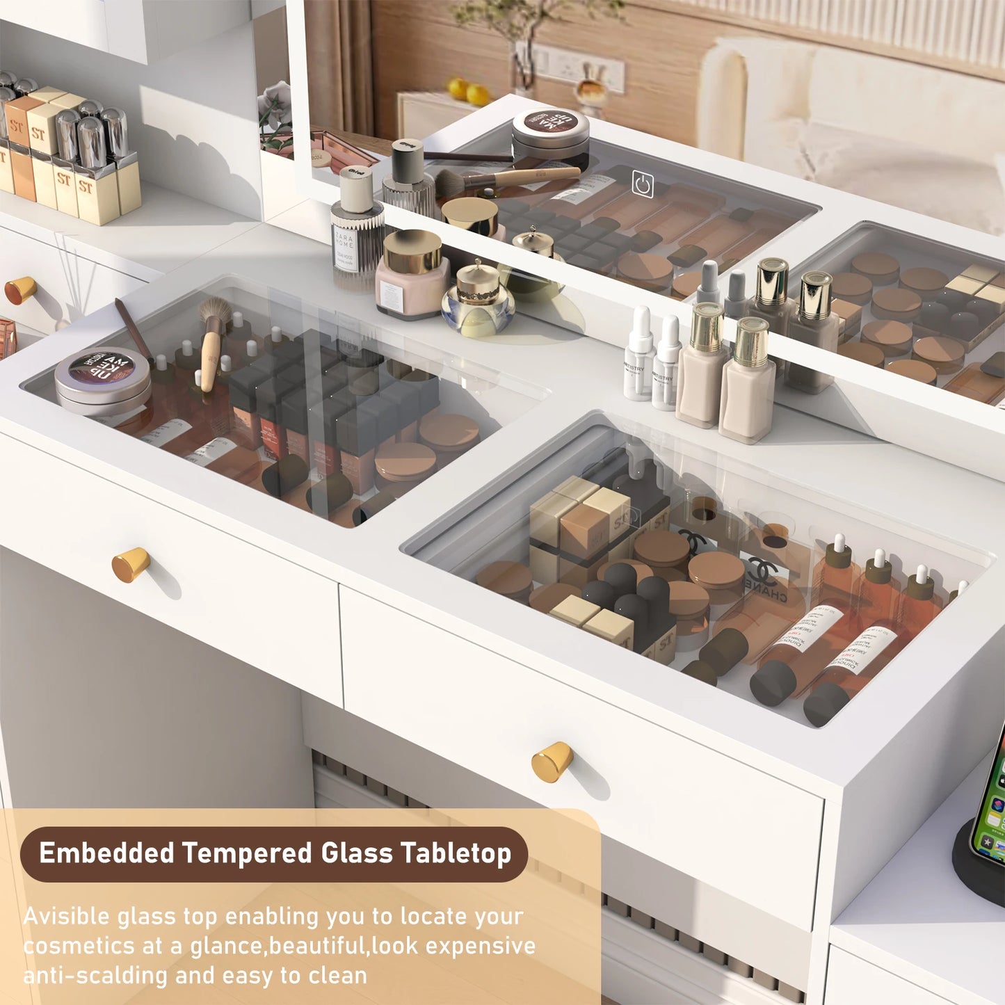 Makeup Vanity with Charging Station