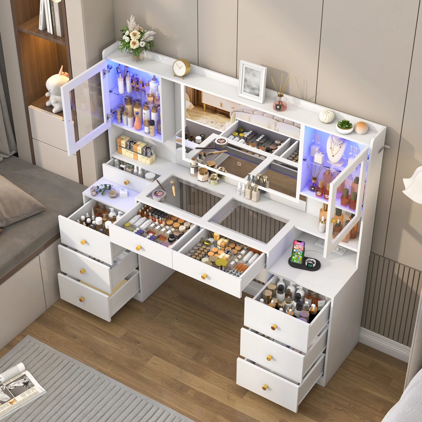 Makeup Vanity with Charging Station