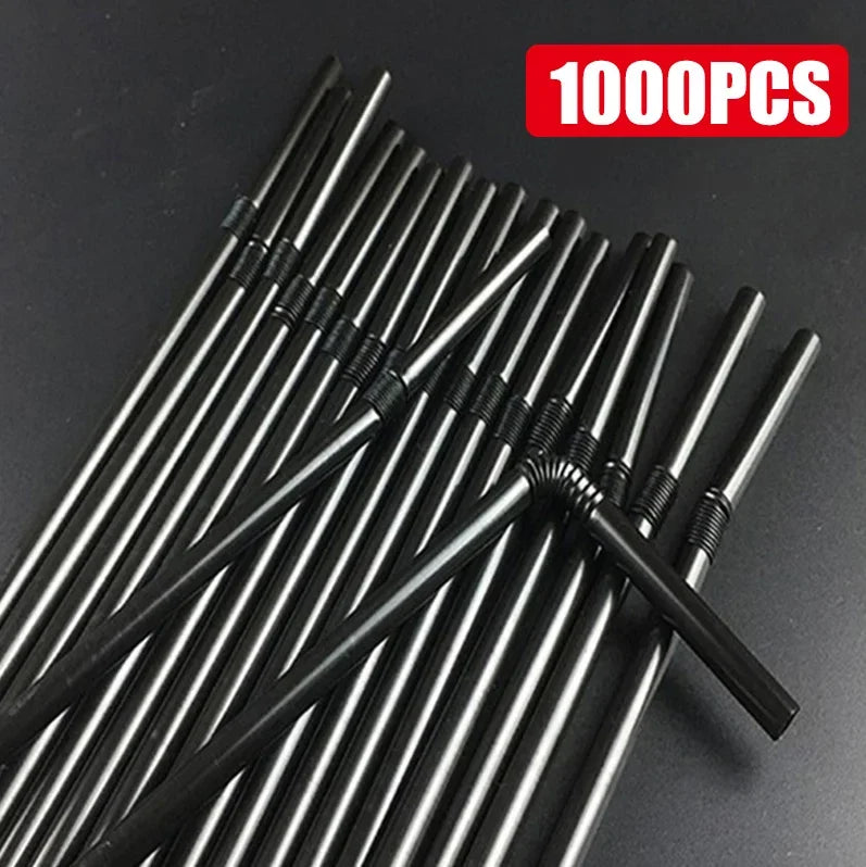 100-1000Pcs Drinking Straws Colorful & Black