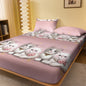 cute cat patterned frosted bedsheet
