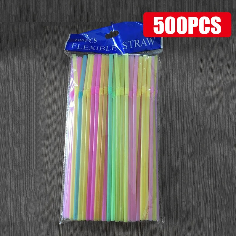 100-1000Pcs Drinking Straws Colorful & Black
