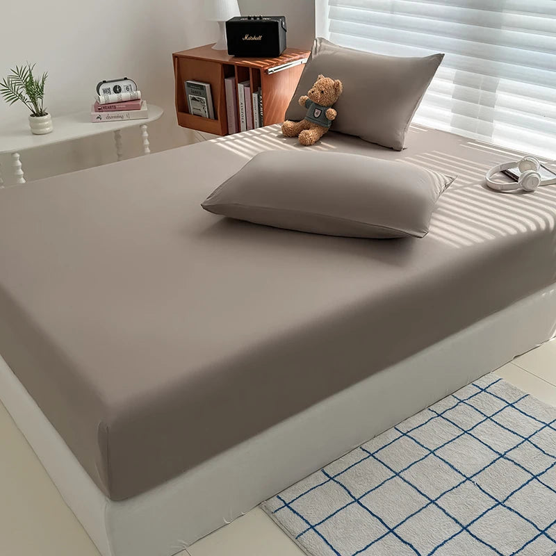 Solid Color Fit Sheet Single Double Queen Size Fitted Cover 90 120x200 150x200 180x200