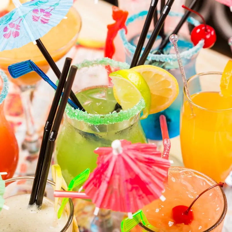 100-1000Pcs Drinking Straws Colorful & Black