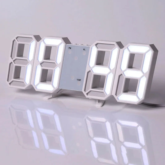 Table 3D LED Digital Alarm Clock Wall Clock Time/Date/Temperature for Home Kitchen Offices Clock Decoration Garden Clocks