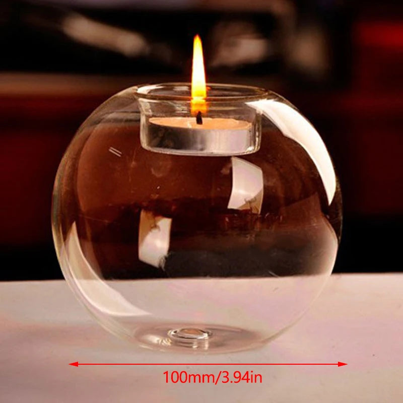 Clear Glass Tea Spot Candle Holder