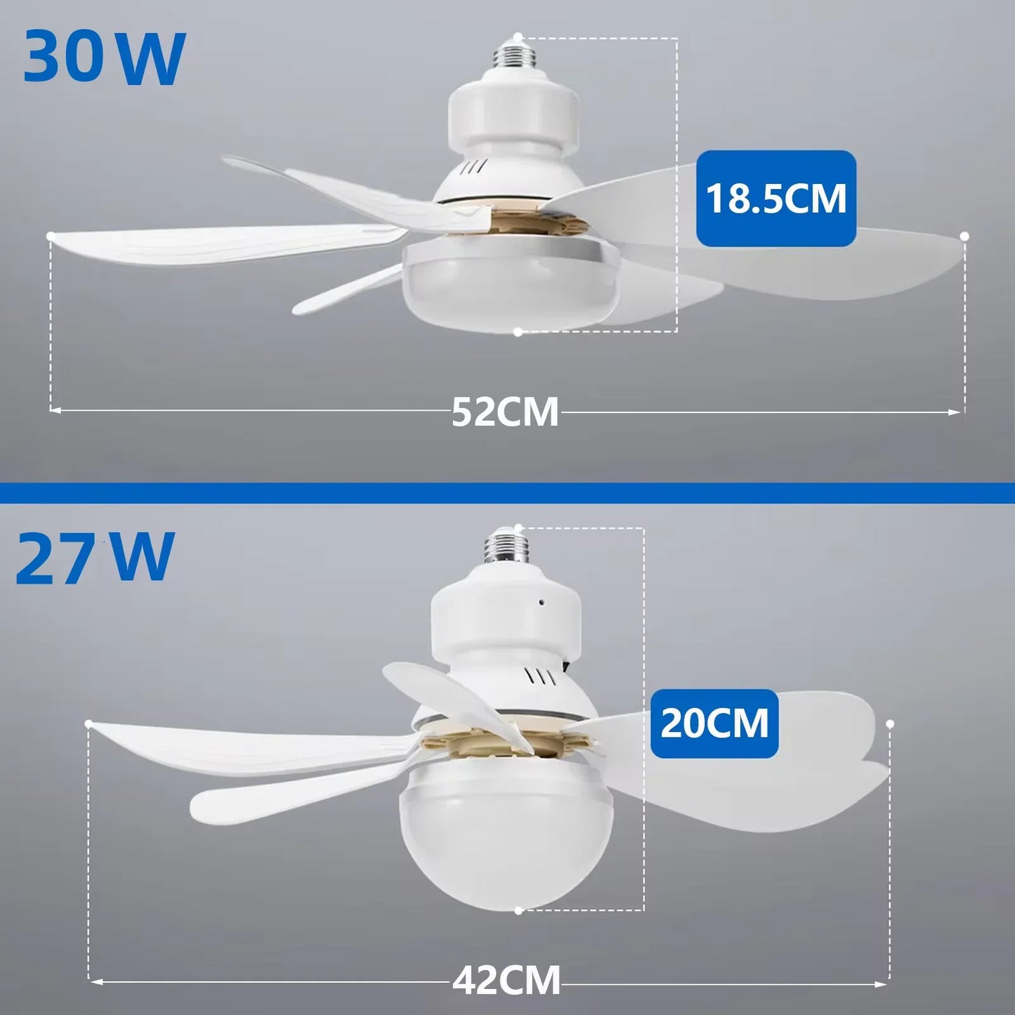 LED 40W ceiling fan light E27 with remote control for dimming