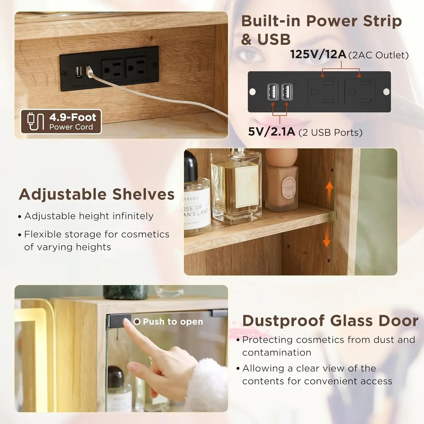 48" Modern Fluted Makeup Vanity Desk