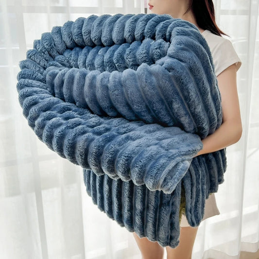 Solid  Colour Tutu Fleece Drawn Blanket Double-sided Flannel Multifunctional Leisure Blanket Office Lunch Break Blanket