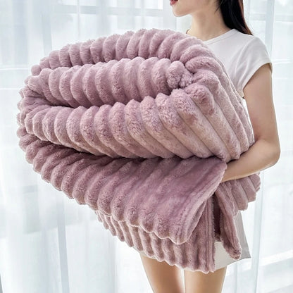 Solid  Colour Tutu Fleece Drawn Blanket Double-sided Flannel Multifunctional Leisure Blanket Office Lunch Break Blanket