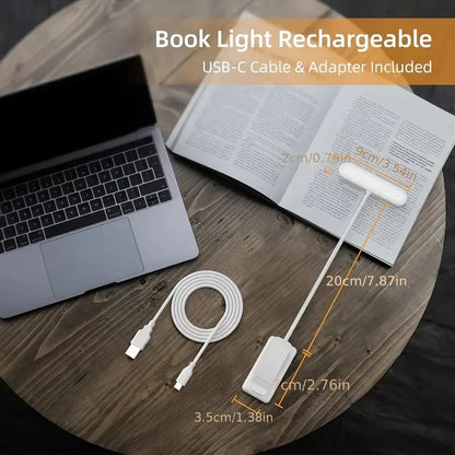 USB Rechargeable Book Light 3 Color Adjustable LED