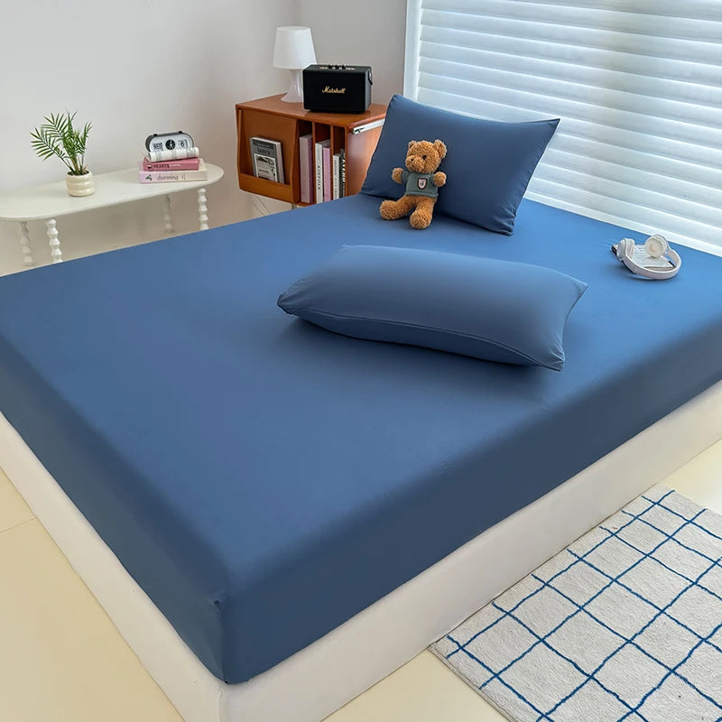 Solid Color Fit Sheet Single Double Queen Size Fitted Cover 90 120x200 150x200 180x200