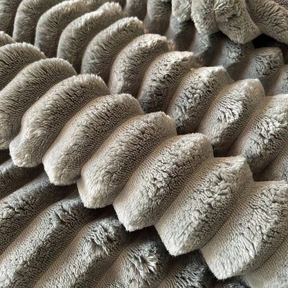 Solid color thickened wide striped multifunctional blanket