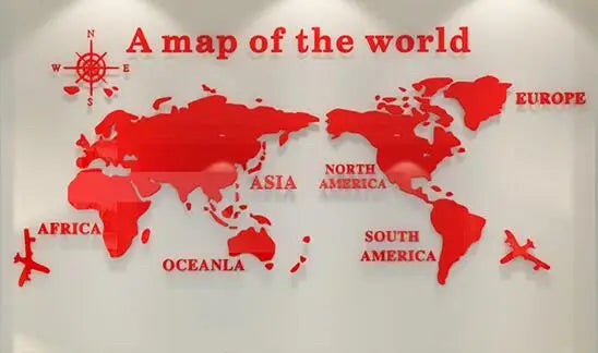 Mirror World Map Acrylic 3D Wall Stickers