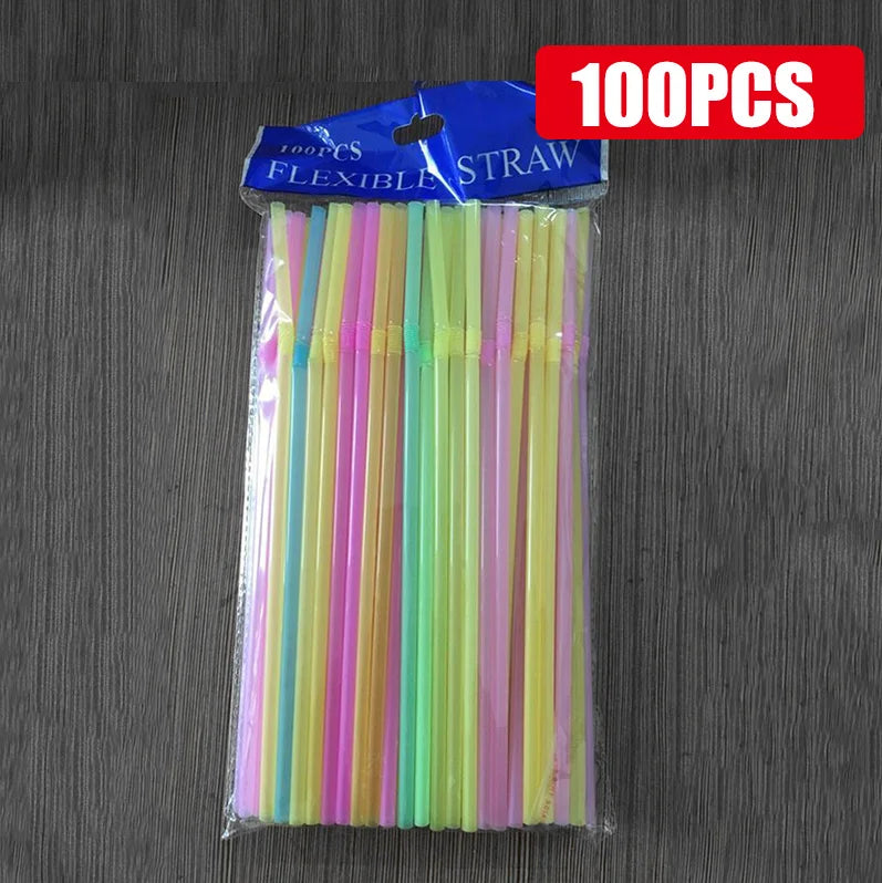 100-1000Pcs Drinking Straws Colorful & Black